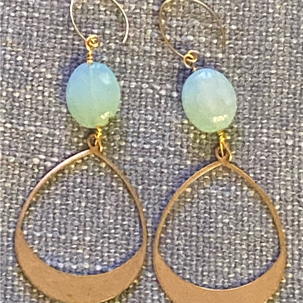 Chalcedony stone earrings. Brass ear wires